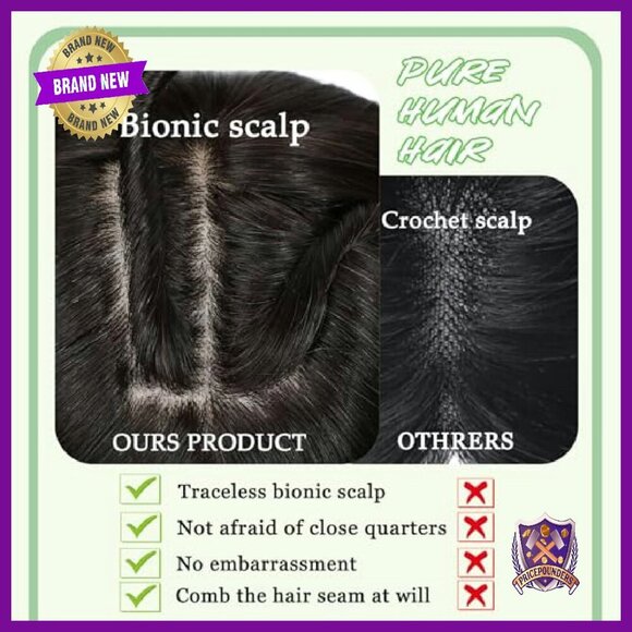 Human Hair Topper with 3D Bangs for Thinning Hair, 11x7 Inches main image 7